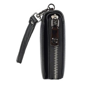 House of Luggage Large Genuine Leather Wallet Purse Multi-Compartment Card Organiser HLG243 Black