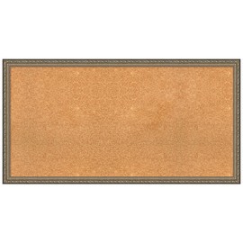 Amanti Art Natural Cork Board for Wall, 22x42 Vision Board with Silver Frame, Large Corkboard Office Decor for Home Organization, Traditional Corkboard Pinboard to Display Items for Home Organization