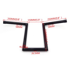 XKMT- Motorcycle Universal Drag 10-1/2" Rise 1" Ape Hanger Z-Bar Handlebar Compatible With Harley