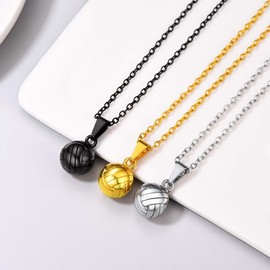 PROSTEEL Stainless Steel Volleyball Necklaces Pendant Chain Women Men Sport Fan Jewelry Gift Circle Round Ball Necklace