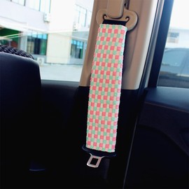 FALVFUN Car Seat Belt Pad Cover, 2PCS Cute Soft Vehicle Seatbelt Strap Shoulder Cushion for Comfortable Driving, Automotive Interior Accessories, Universal for SUV Sedan Truck (Pink)