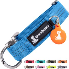 SparklyPets Small Dog Collar with Quick Release Buckle & AirTag Holder – Collars for Female Dogs & Boys with Reflective Stripes & Soft Lining – Perfect for Small & Medium Breeds