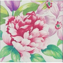 TWO Individual Napkins Spring Flower Orchid Peonies Lily Cocktail Decoupage (731