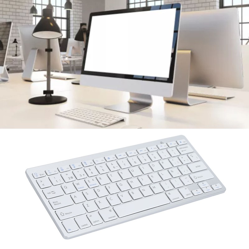 78 Keys Spanish Wireless Bluetooth Keyboard Thin Lightweight Silent Spanish