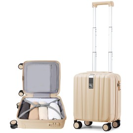 Hanke 14 Inch Underseat Carry On Luggage with Wheels Hard Shell Suitcases Carry On Bag Lightweight Small Mini Suitcase Tsa Luggage for Travel Christmas Gifts for Birthday（Cuba Sand）