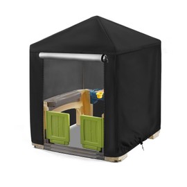 Andacar Outdoor Playhouse Cover for Step2 Playhouse,Waterproof Kids Outside Play house Cover Outdoor Play Houses Covers for Kids - 56"L×56"W×60"H, Black
