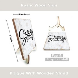 Inspirational Wood Sign Rustic Desk Decor Home House Office Work Table Desk Accessories Decorative Motivational Christian Gifts Religious Bible Verse Faith Decorations Office Supplies Cubicle Decor