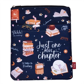 Just One More Chapter - Waterproof Book Sleeve with Zipper & Front Pocket | 11x8.5 Inch Canvas Book Cover Protector | Perfect Book Lovers Gift for Travel