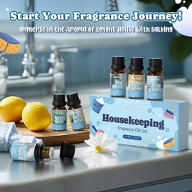 SALKING Housekeeping Essential Oils Fresh Laundry & Clean Home Scented Oils Set for Diffusers, Soap & Cleaning Products - Just Washed, Welcome Home, Bright Linens, Clean Breeze, So Clean, Sparkling Cotton