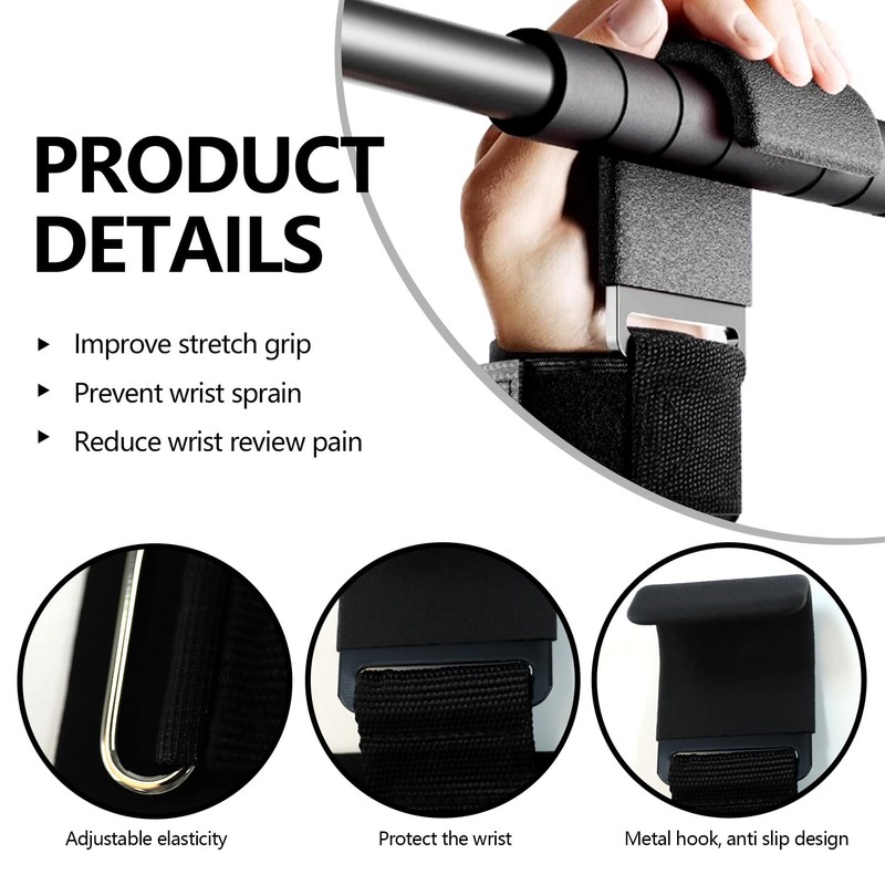 Weight Lifting Hooks Pair Wrist Supports Non-Slip for Gym Grips