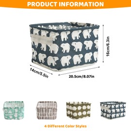 4 Pack Storage Baskets, Collapsible Mini Storage Boxes, Canvas Square Baskets Fabric Storage Bins, Waterproof Cotton and Linen for Desk Storage & Household Organizer Toys Bathroom Closets Playroom- D