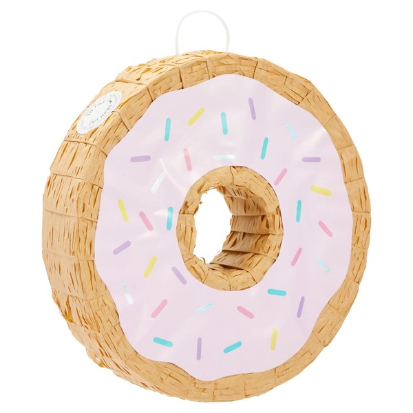 Pink Donut Pinata for Two Sweet Birthday Party Supplies, Donut Baby Shower Decorations (Small, 13 x 3 In)