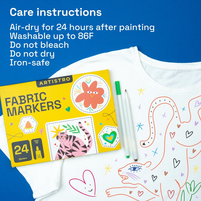 ARTISTRO 36 Fabric Markers - Fine Tip Fabric Markers Permanent