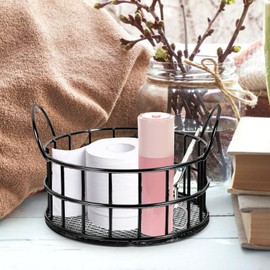 MAGICLULU Metal Desk Storage Basket Wire Desk Organizer Makeup Storage Basket Candy Snack Basket with Handle for Household Storage