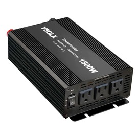 YSOLX 1500W Power Inverter 12V to 110V，Dc to Ac Inverter 3 AC Outlets，1500 Watt Inverter for Hurricanes, Power Outages，RV, Camping