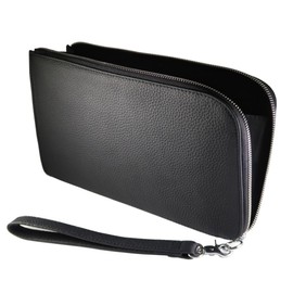 GRACTAKE LC-S Clutch Bag, Second Bag, Men's, Genuine Leather, Smaller, L-Shaped Zipper, Thin, Formal, Weddings, Black