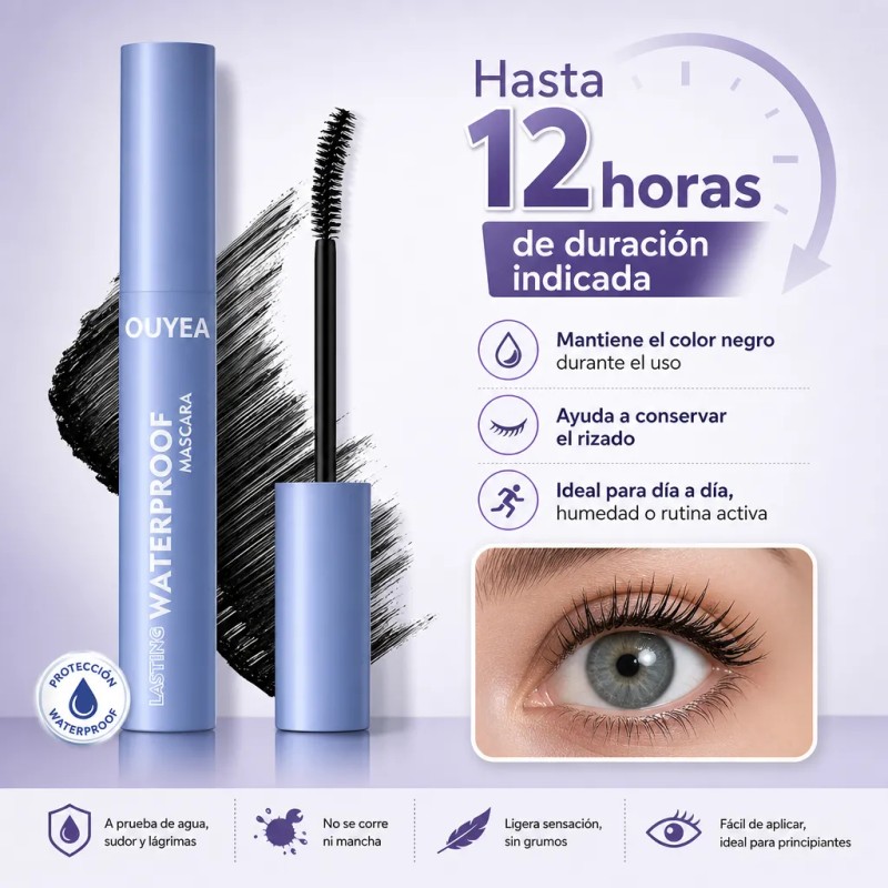 Máscara De Pestañas Waterproof Larga Duración Negro