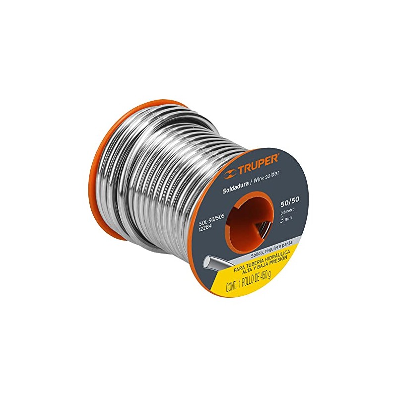 TRUPER Soldadura sólida 50/50 para tubería hidráulica, 450 g Truper