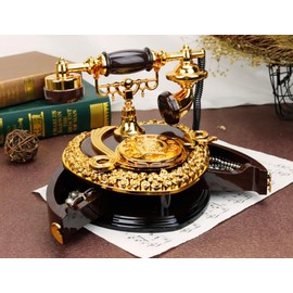 Vintage Dialing Vintage Phone Music Box, Heart shaped Dial, Drawer Phone Music Box, Exquisite Jewelry Box, 7-inch Holiday Gift (black)