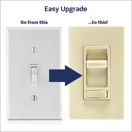 Leviton SureSlide Dimmer Switch for Dimmable LED, Halogen and Incandescent Bulbs, 6674-P0I, Ivory