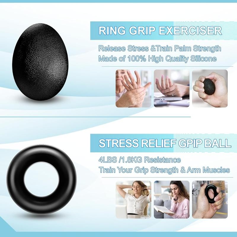 5 Pack Grip Strength Trainer with Finger Exerciser, Hand Grip