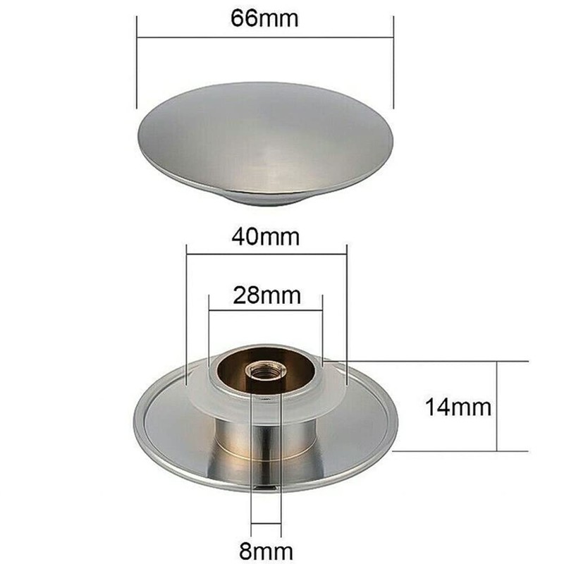 2PCS Basin Waste Easy Pop Up Bathroom Sink Push Button