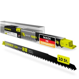 KIRNER Reciprocating Saw Blades Wood 300 mm [Extremely Sharp & Durable] Pack of 10 Saw Blades Reciprocating Saw Blades with Universal Attachment for All Wood and Plastic 6-200 mm