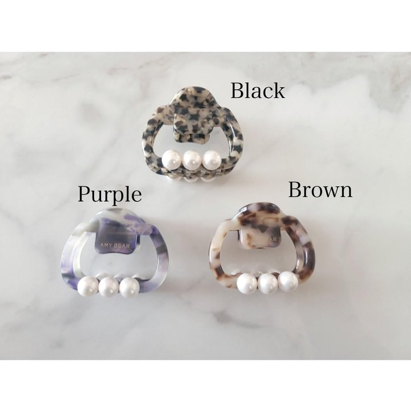 Tortoise Shell Hair Clip with Pearl, Simple, Stylish, Cute, Women's,