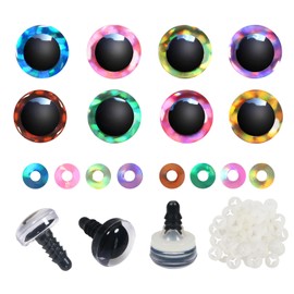 TOAOB 32pcs 12mm Glitter Safety Eyes Mixed Colors Crafts Crochet Eyes with Washers for Amigurumis Stuffed Animals DIY Puppet Doll Making