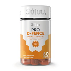 Súluu Pro D-Fence | Gomitas Vitaminadas | Multivitaminico para toda la Familia | 60 Gomitas | Sabor Mandarina | Vitamina C, Vitamina A, Vitamina D3, Zinc y Beta-glucanos | Sin Gluten