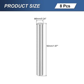 sourcing map 8Pcs M6 x 50mm 304 Stainless Steel Dowel Pin, Cylindrical Shelf Support Peg Pin Parallel Pin Fastener for Mechanical Manufacturing, Industry, Furniture Installation, Silver