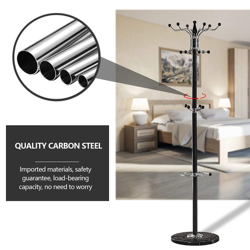 OUKANING Metal Coat Rack Floor Standing Coat Tree with 16