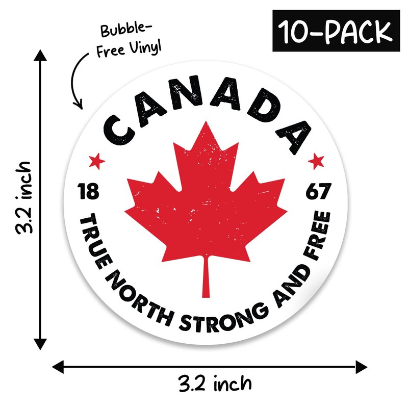 GRITKULTURE True North Canada Flag Vinyl Decal Stickers 10 Pack