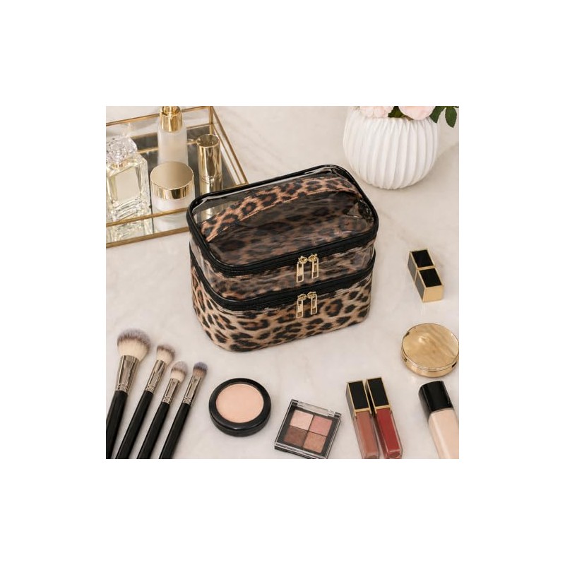 Bolsa de maquillaje de doble capa, bolsa de maquillaje, bolsa
