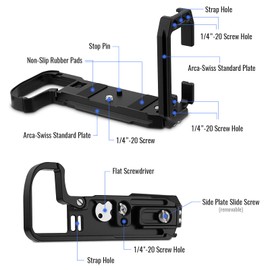 LEFTFOTO Z6III L Bracket Holder L - Plate for Nikon for Z5 Z6 Z7 Z6II Z7II Z6III,Vertical Shooting Quick Release Plate Compatible with Arca/RRS,Side Plate Stretching 17mm or removed