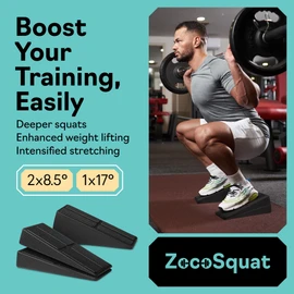 ZocoSquat Squat Wedge Set of 3-2 x 8.5° Exercise Wedges for Squats + 1 x 17° Squat Wedge Block - Configurable Slant Board - Lightweight EPP Slant Board for Calf Stretching - Home Gym Equipment