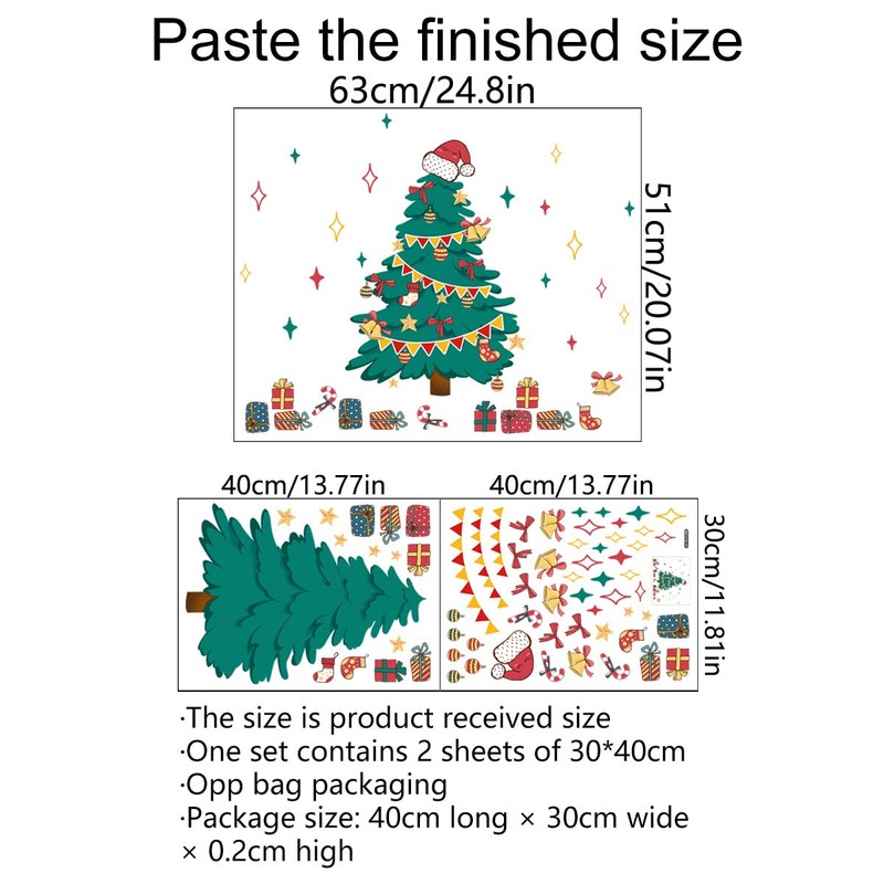 Condessacity Christmas Tree Wall Sticker Window Decor Window Treatment Christmas