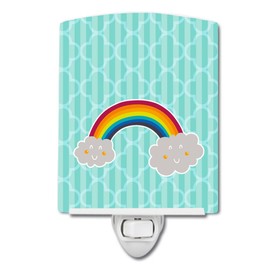 Caroline's Treasures BB6789CNL Rainbow in Clouds Ceramic Night Light Compact, UL-Certified, Ideal for Bedroom, Bathroom, Nursery, Hallway, Kitchen, 6x4x3, Multicolor