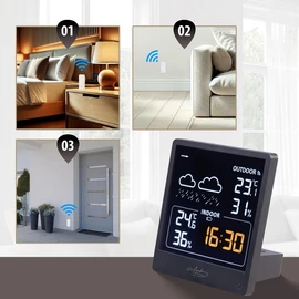 infactory Wireless Weather Station: Weather Station with Outdoor Sensor, VA Colour Display, Weather Forecast, Black (Wireless Weather Station with Outdoor Sensor, Weather Stations Colour Displays,