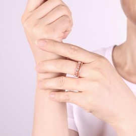 Rose Gold Rings for Women, Thumb Stacking Ring Jewelry CZ Ringfor Her Joint Finger Non Tarnish Adjustable Wedding Eternity Band for Party Festival (Rose Gold, One size)