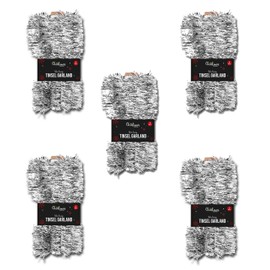 5Pcs Silver Christmas Tree Tinsel Garland-15M| Backdrop Metallic Thin Tinsel Decors for Birthday| Christmas Tree Party Hanging Decorations