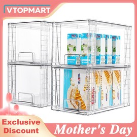 VTOPMART Transparent Clear Acrylic Large Stackable Kitchen Pantry Drawers, undersink,nursing bottles,sancks,closet,cabinet,closet,Insert Boxes Organiser，Ester:_Plus size -12"D x 7.5"W x 7"H_8