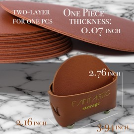 KOSHA Leather Coasters for Drinks, Set of 8 Leather Cup Mat with Handmade Holder for Table Desk, Home Decor, 4" Round Bar Coaster for Most Cups &Mugs, Heat-Resistant Durable &Non Slip (4", White)