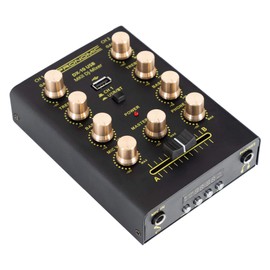 Pronomic DX-10 USB MKII DJ Mixer - Compact 2-Channel DJ Mixer - Two Line Inputs - 2-Band Equalizer - Bluetooth and USB - Microphone Input - Headphone Output - Black