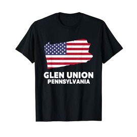Distressed Patriotic USA Flag Glen Union, Pennsylvania T-Shirt