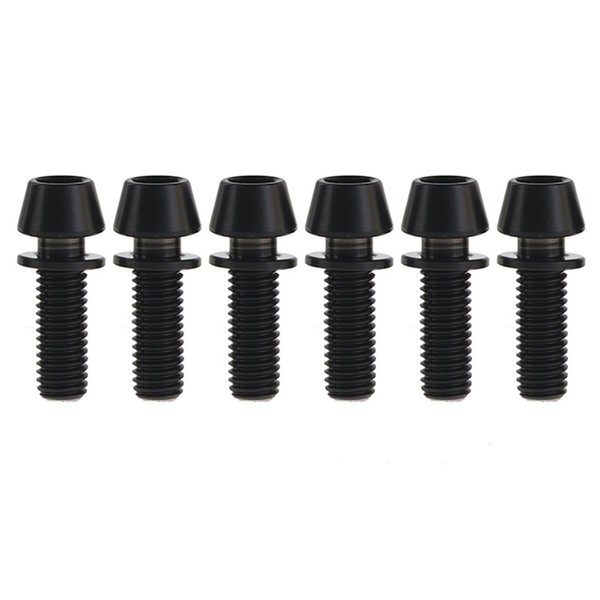 Wanyifa Titanium M5x20mm with Washer Allen Hex Tapered Bolts Screw for Bicycle Stem Pack of 6 (Normal Titanium)