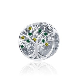 OutstandLong Womens Hollow Tree of Life Family Green Bead Charms for Bracelets