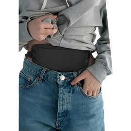 LEXICANMHS Flat Bum Bag Anti-Theft with RFID for Men and Women, Travel Hidden Money Belt, Bum Bag Flat Under Clothes, Anti Theft Bag for Jogging & Travel, black, money belt