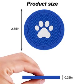 LKAHG 4PCS Car Cup Holder Coasters, Anti Slip Insert Paw Automotive Cup Holder Coaster, 2.75Inch Cute Mini Vehicle Interior Decorative Accessories for Women Men, Universal Fit (Blue)
