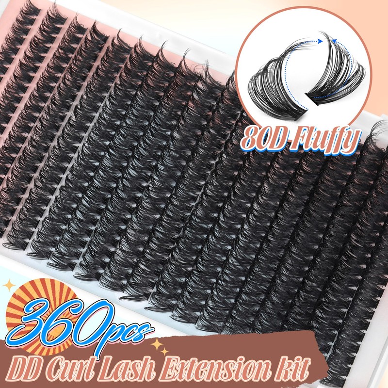Lash Clusters 360Pcs Individual Lashes 80D Thick Fluff Cluster Eyelash